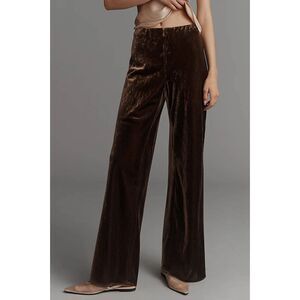 NWT Anthropologie Brown Tilda High Waist Velvet Wide Leg Pull-on Trousers Sz XL